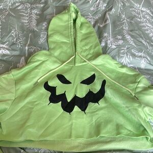 Green Hoodie with Black Jack-o'-Lantern Design